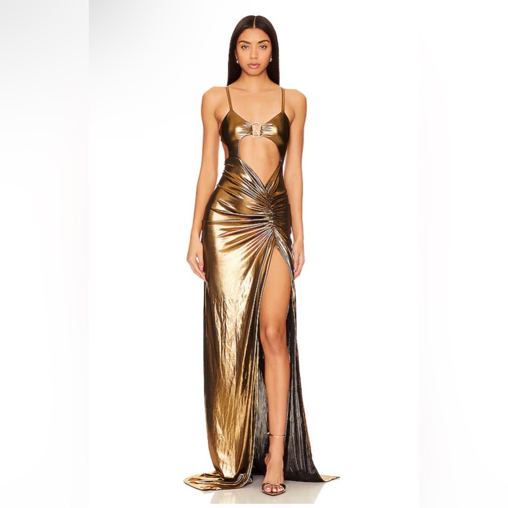 J.Angelique Gold Metallic Maxi Dress